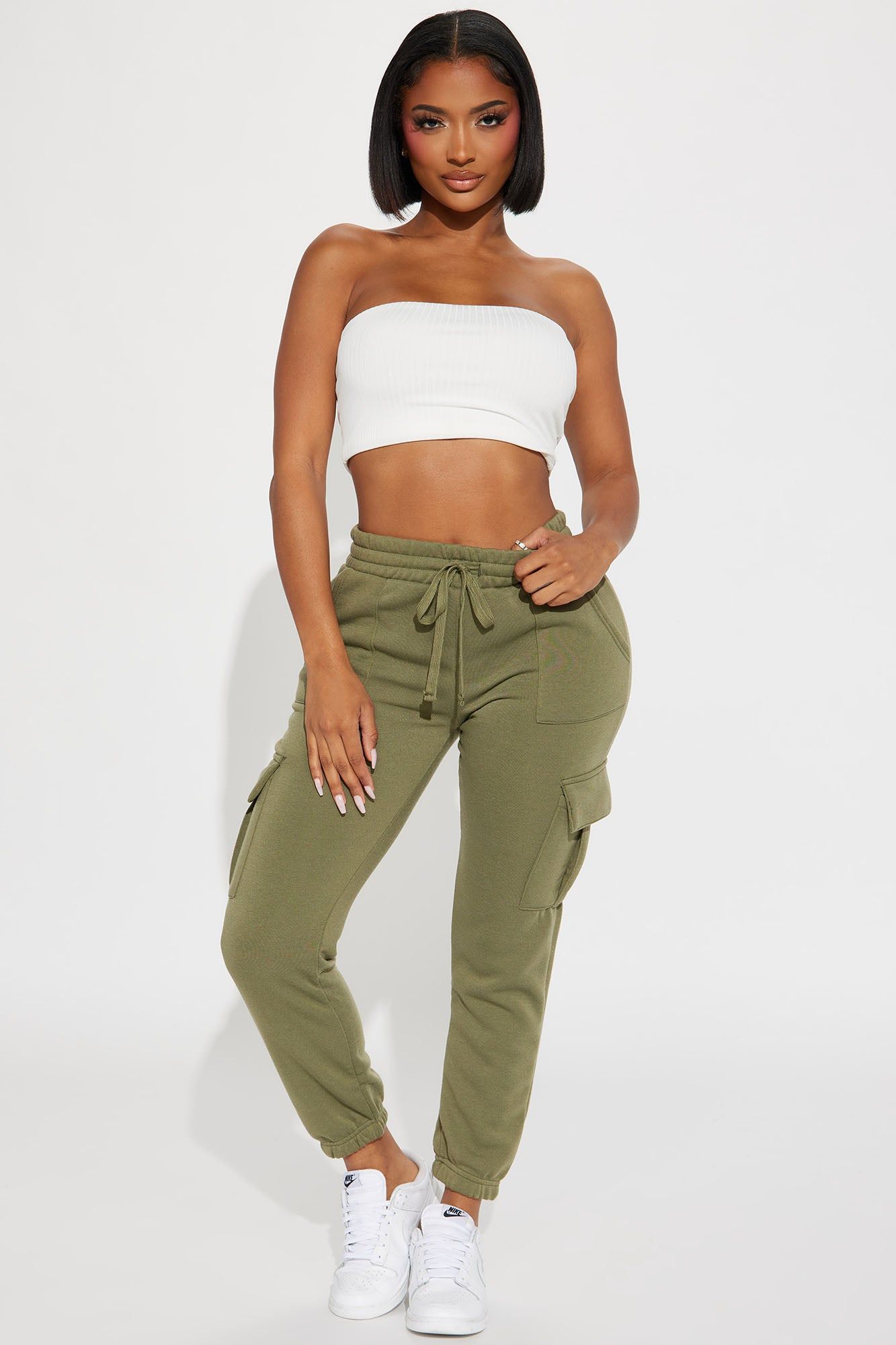 My Goodies Fleece Cargo Lounge Jogger - Olive sold by Fashion Nova