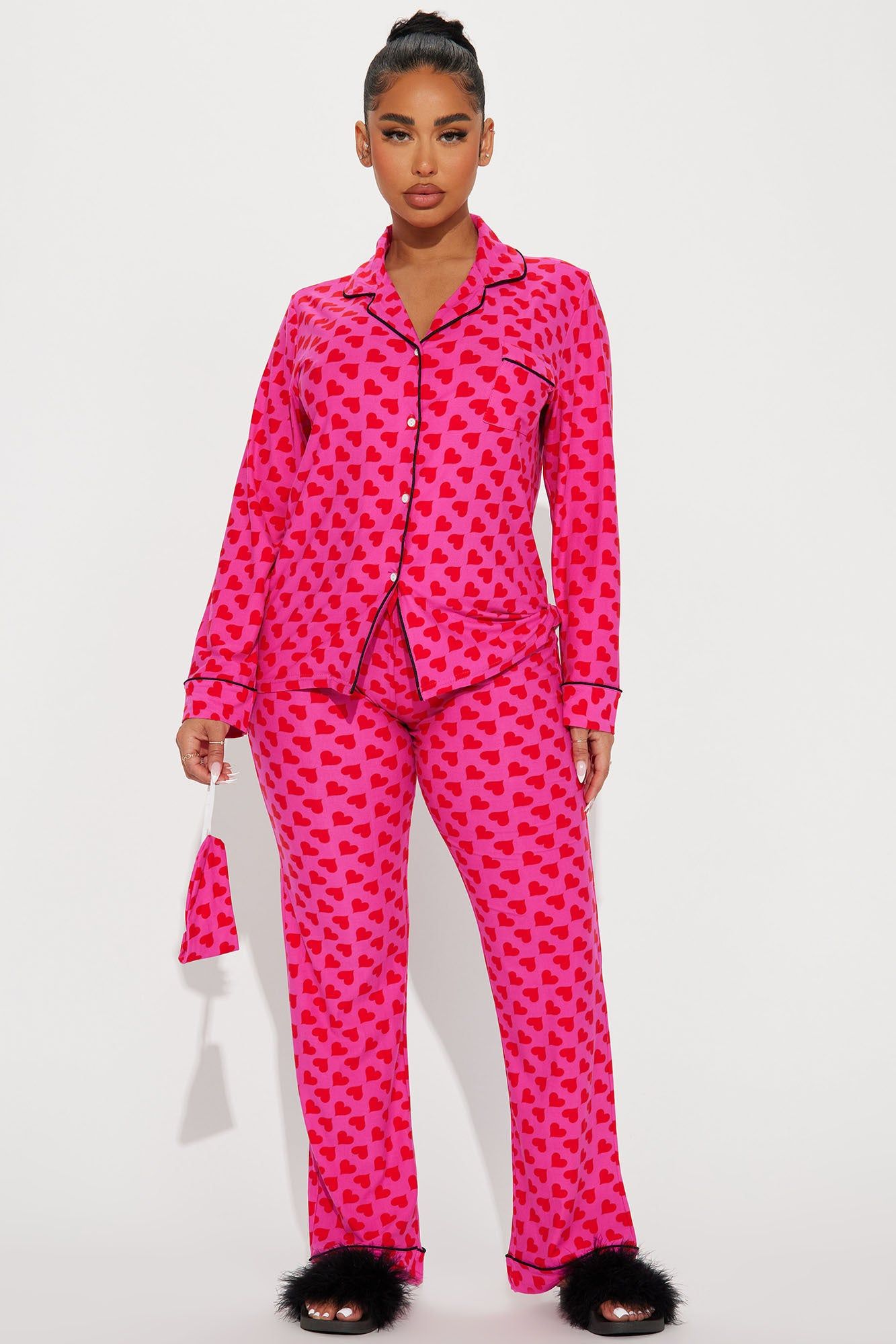 Sleeping In 3 Piece PJ Pant Set - Pink/Pink sold by Fashion Nova