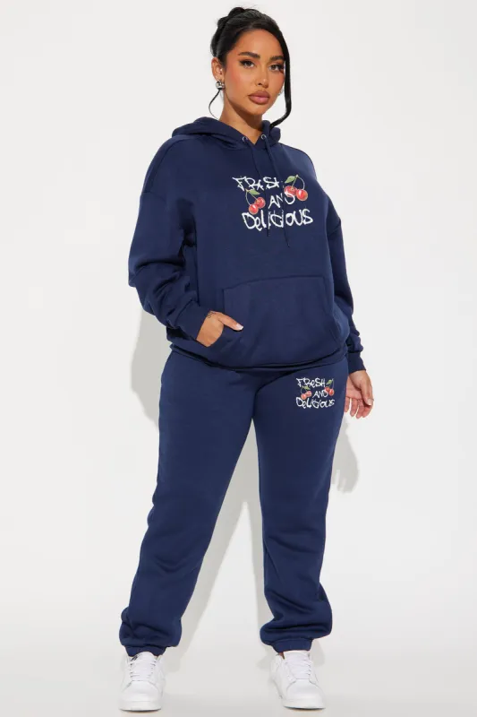 Fresh And Juicy Fleece Jogger Set - Navy sold by Fashion Nova