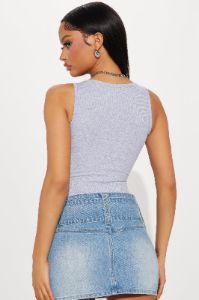 Desiree Scoop Neck Bodysuit - Heather Grey sold by Fashion Nova