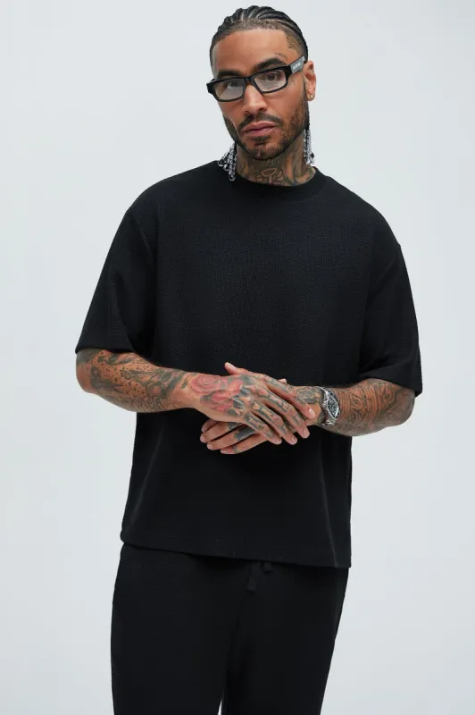 Capstan Textured Relaxed Tee - Black made by Fashion Nova