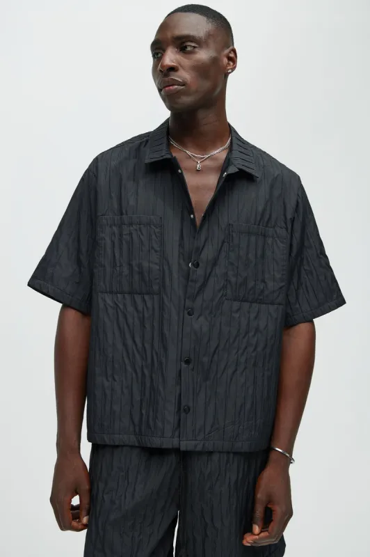 Cavour Crinkled Shirt - Black sold by Fashion Nova
