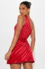 Elettra Pleated Satin Micro Mini Dress - Red sold by Fashion Nova