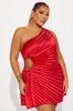 Elettra Pleated Satin Micro Mini Dress - Red sold by Fashion Nova