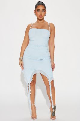 Valerie Mesh Mini Dress - Blue sold by Fashion Nova
