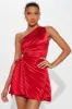 Elettra Pleated Satin Micro Mini Dress - Red sold by Fashion Nova