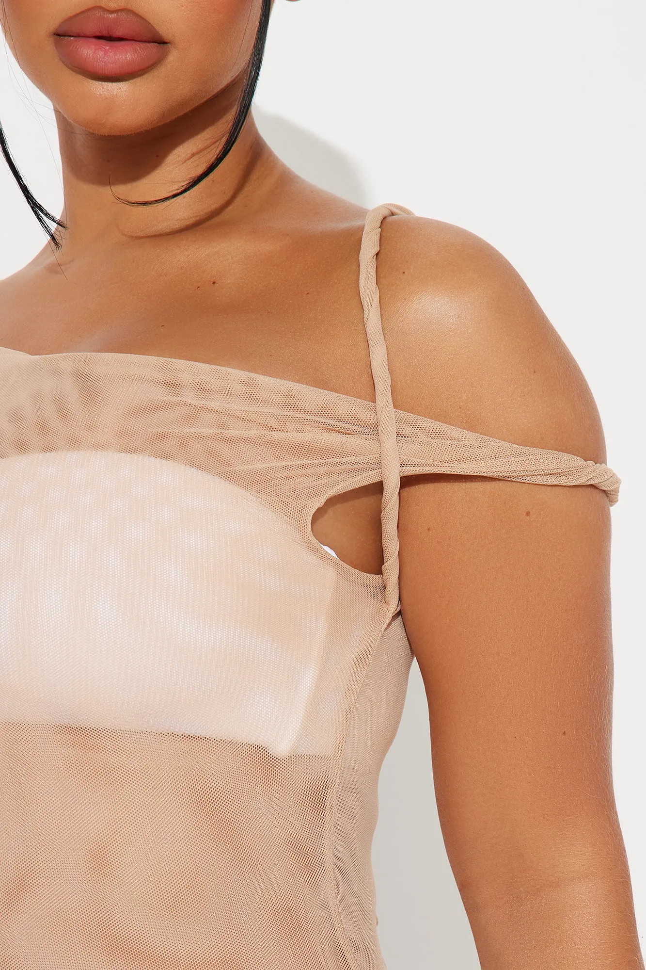 Kaylee Twist Straps Mesh Coverup Mini Dress - Mocha sold by Fashion Nova product image thumbnail 2