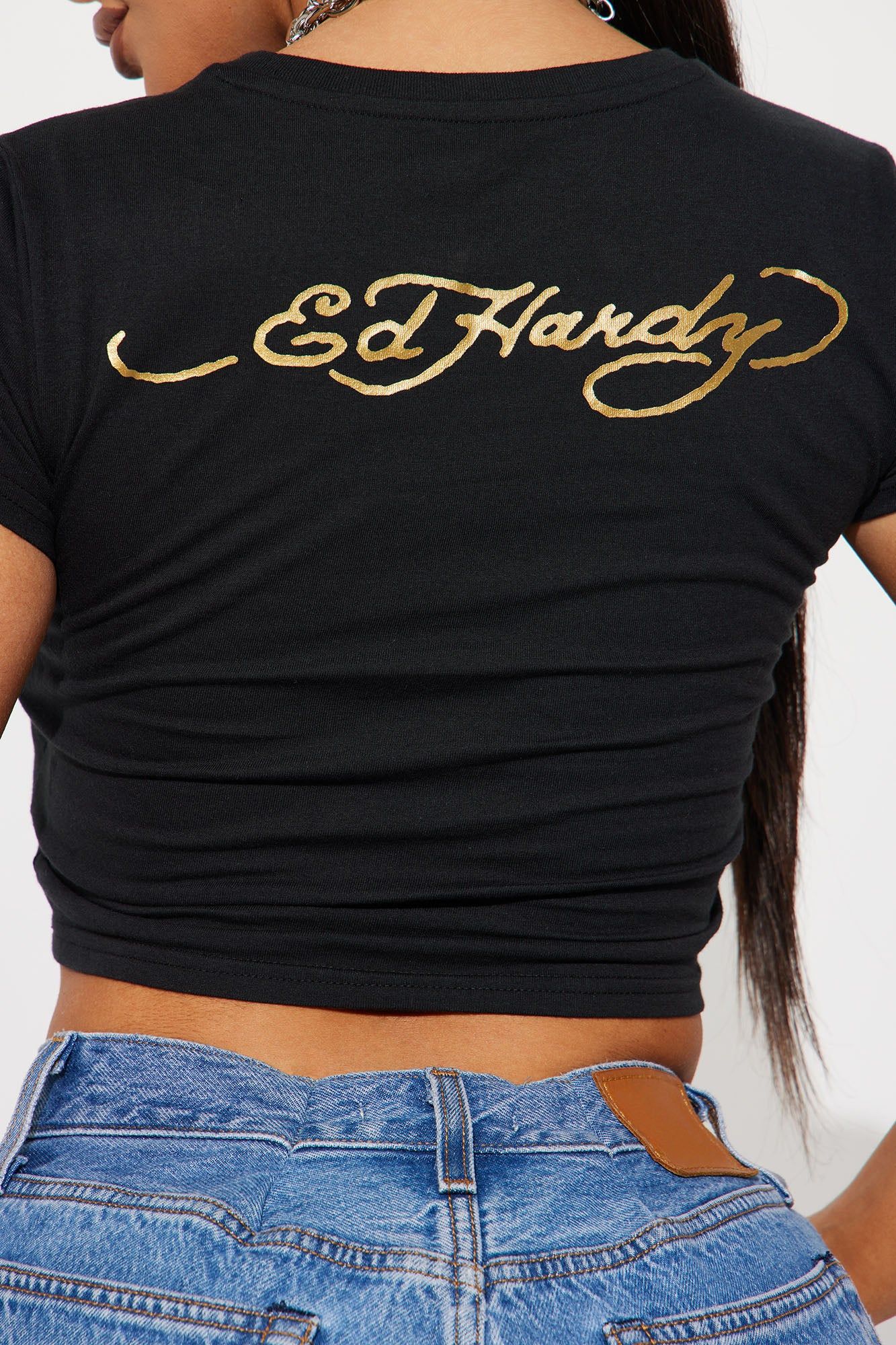 Ed Hardy Mi Amor Rhinestone Tee - Black sold by Fashion Nova product image thumbnail 5