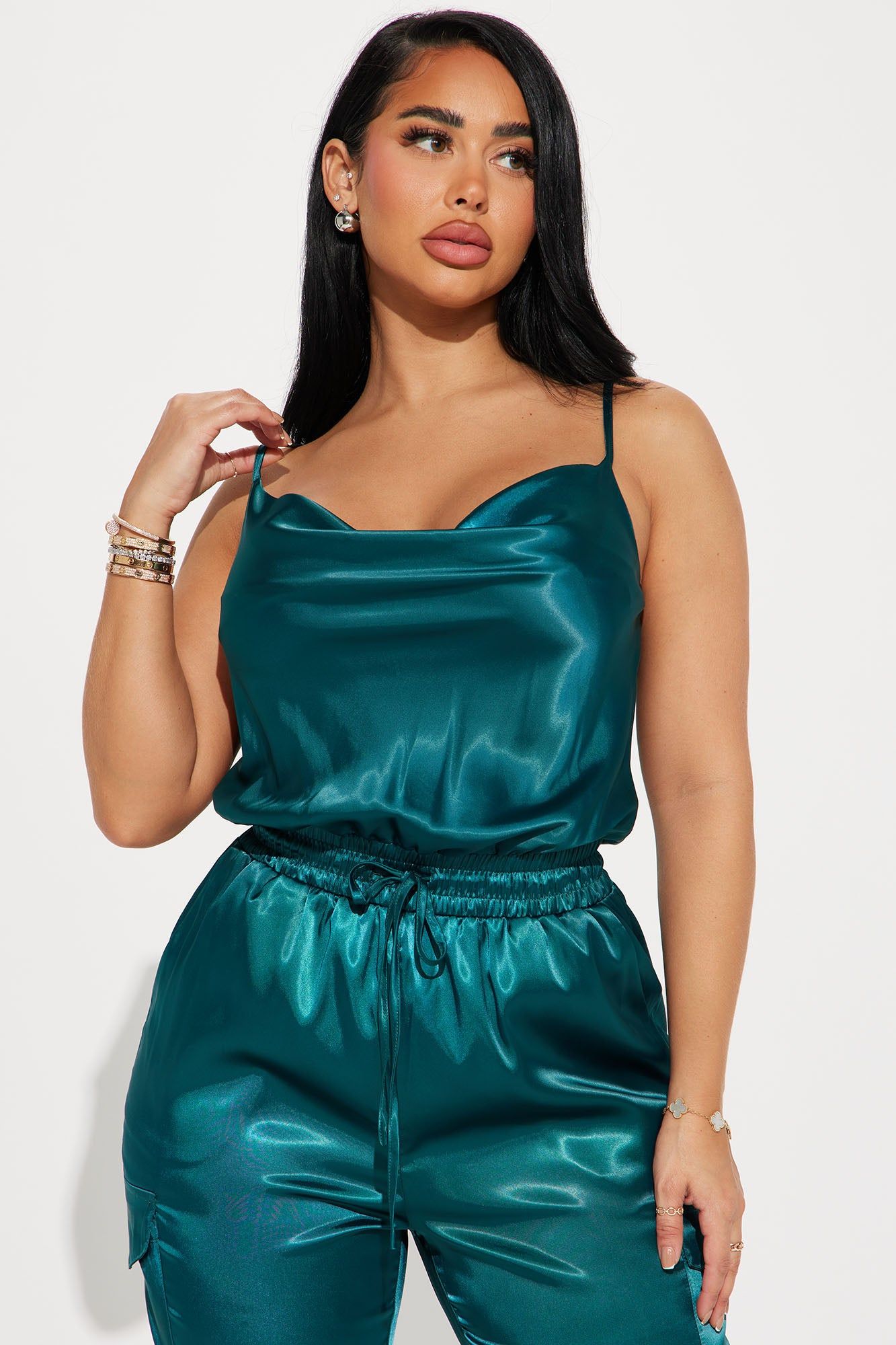 Keep Me Near Satin Jumpsuit - Teal sold by Fashion Nova product image thumbnail 2