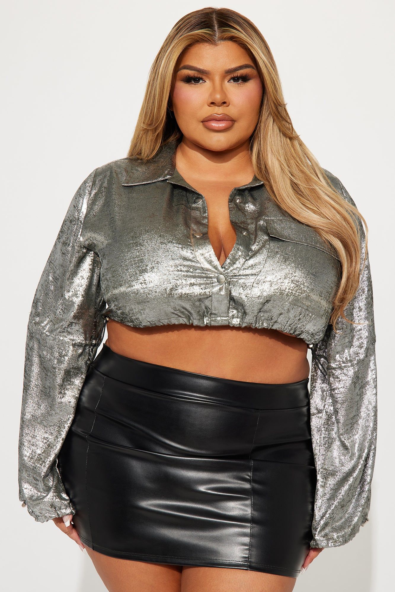 Watch Me Metallic Shirt - Gunmetal sold by Fashion Nova product image thumbnail 4