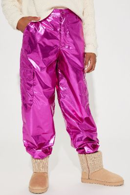 Mini Light My Fire Metallic Cargo Jogger - Pink sold by Fashion Nova