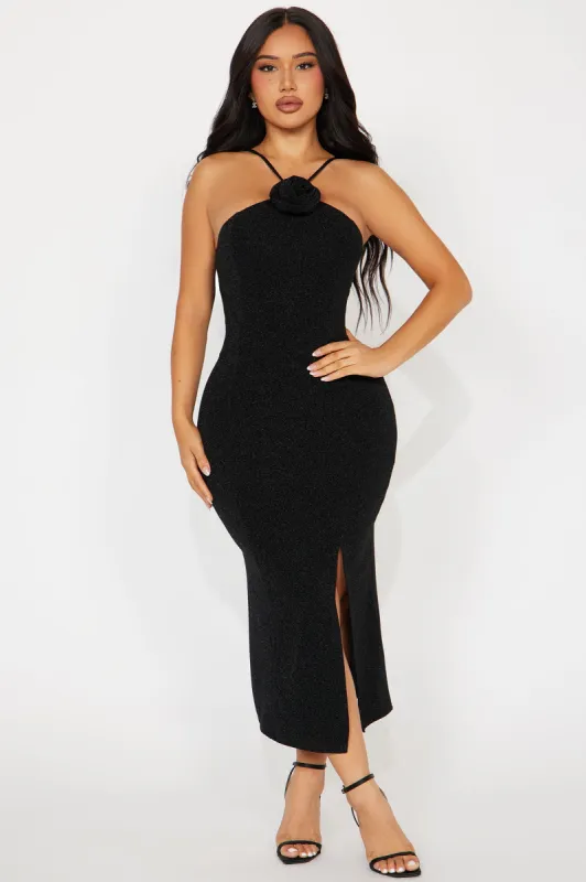 Rose Radiance Midi Dress - Black sold by Fashion Nova