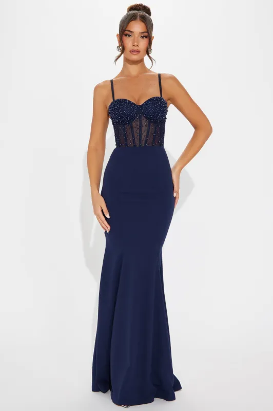 Bella Embellished Gown - Navy sold by Fashion Nova