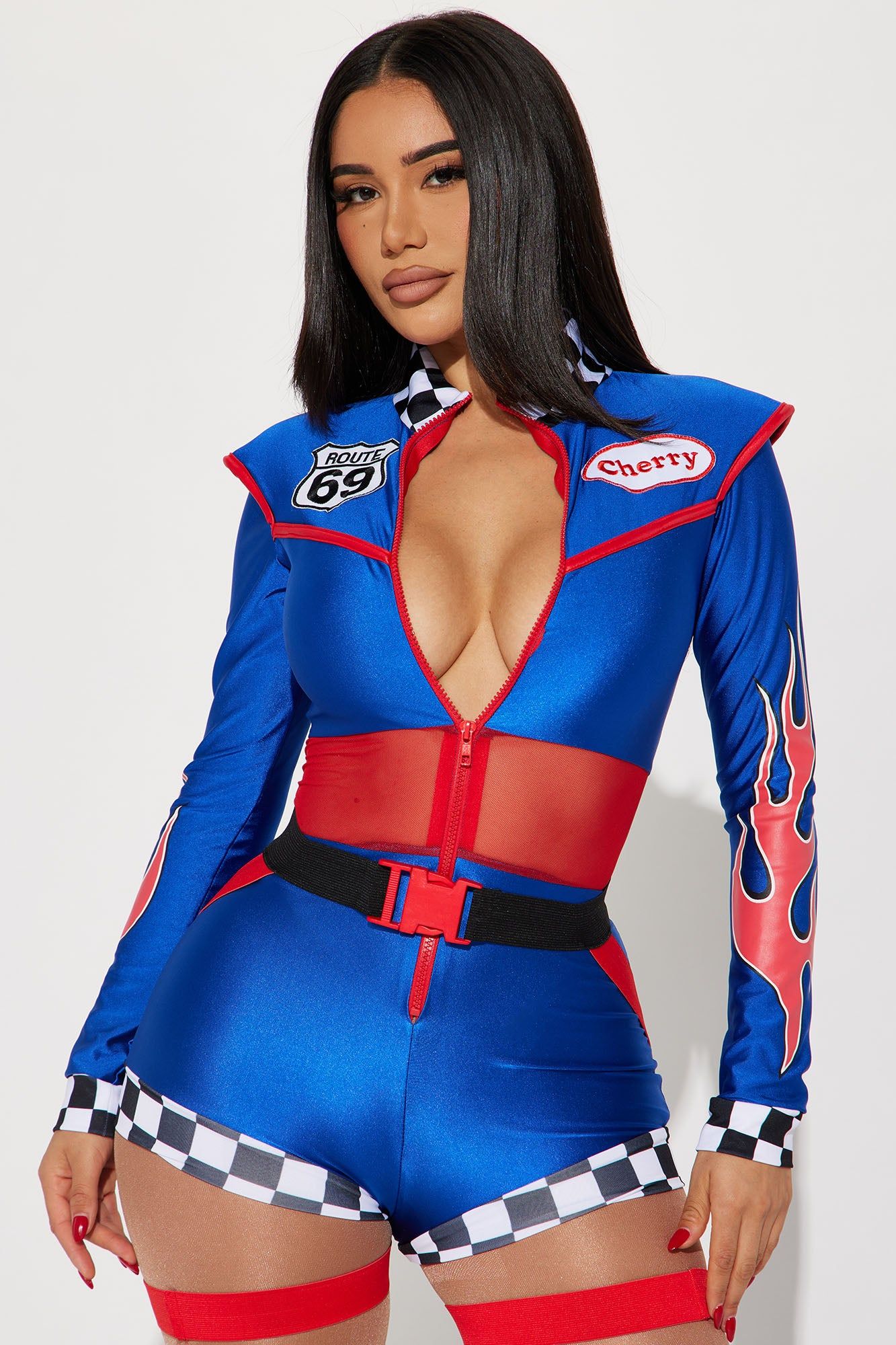 Eat My Dust Racer 2 Piece Costume Set - Blue/combo sold by Fashion Nova product image thumbnail 2