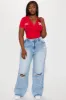 Wondering Why Ripped Straight Leg Jeans - Medium Wash sold by Fashion Nova