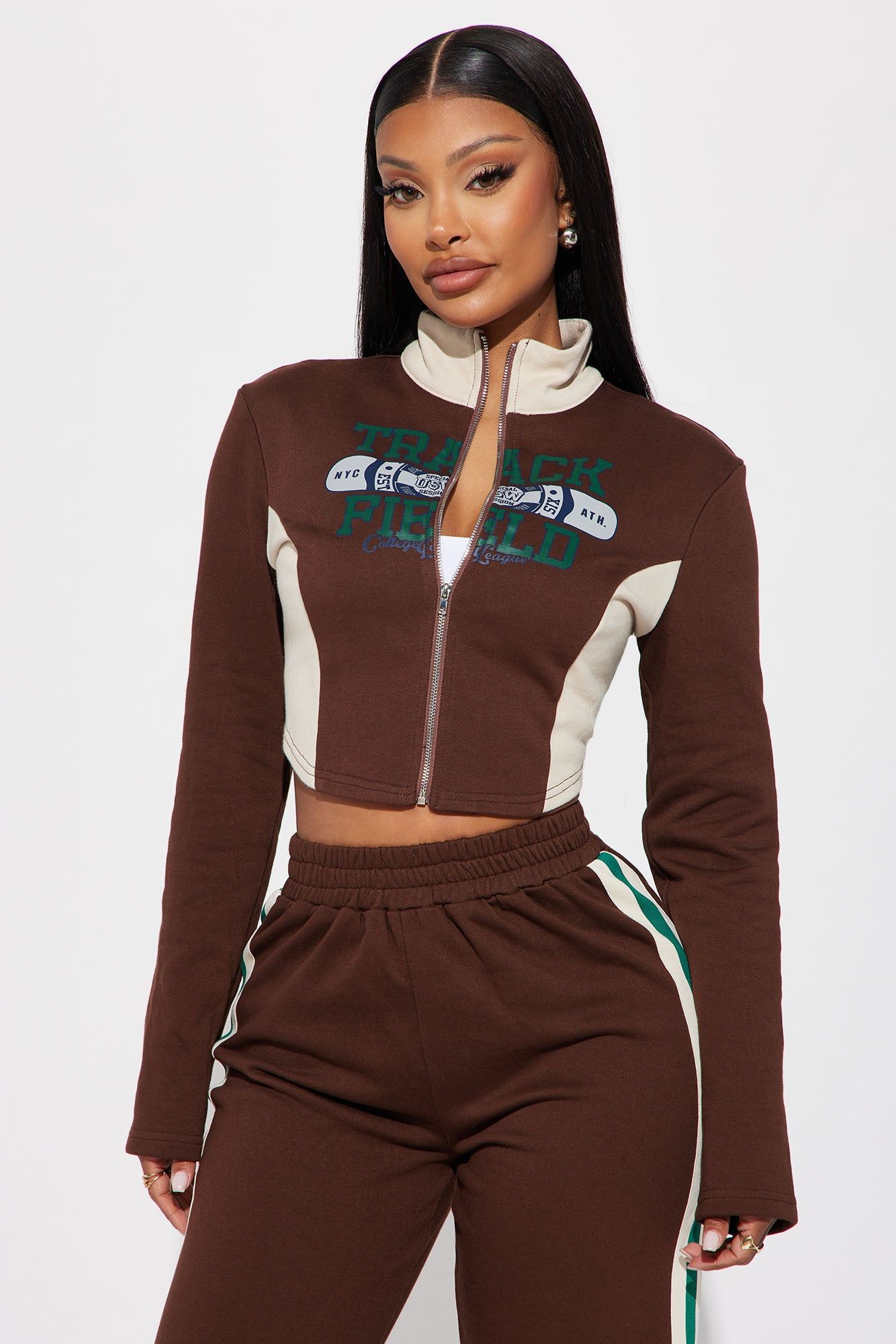 Track And Field Jogger Set - Brown/combo sold by Fashion Nova product image thumbnail 2