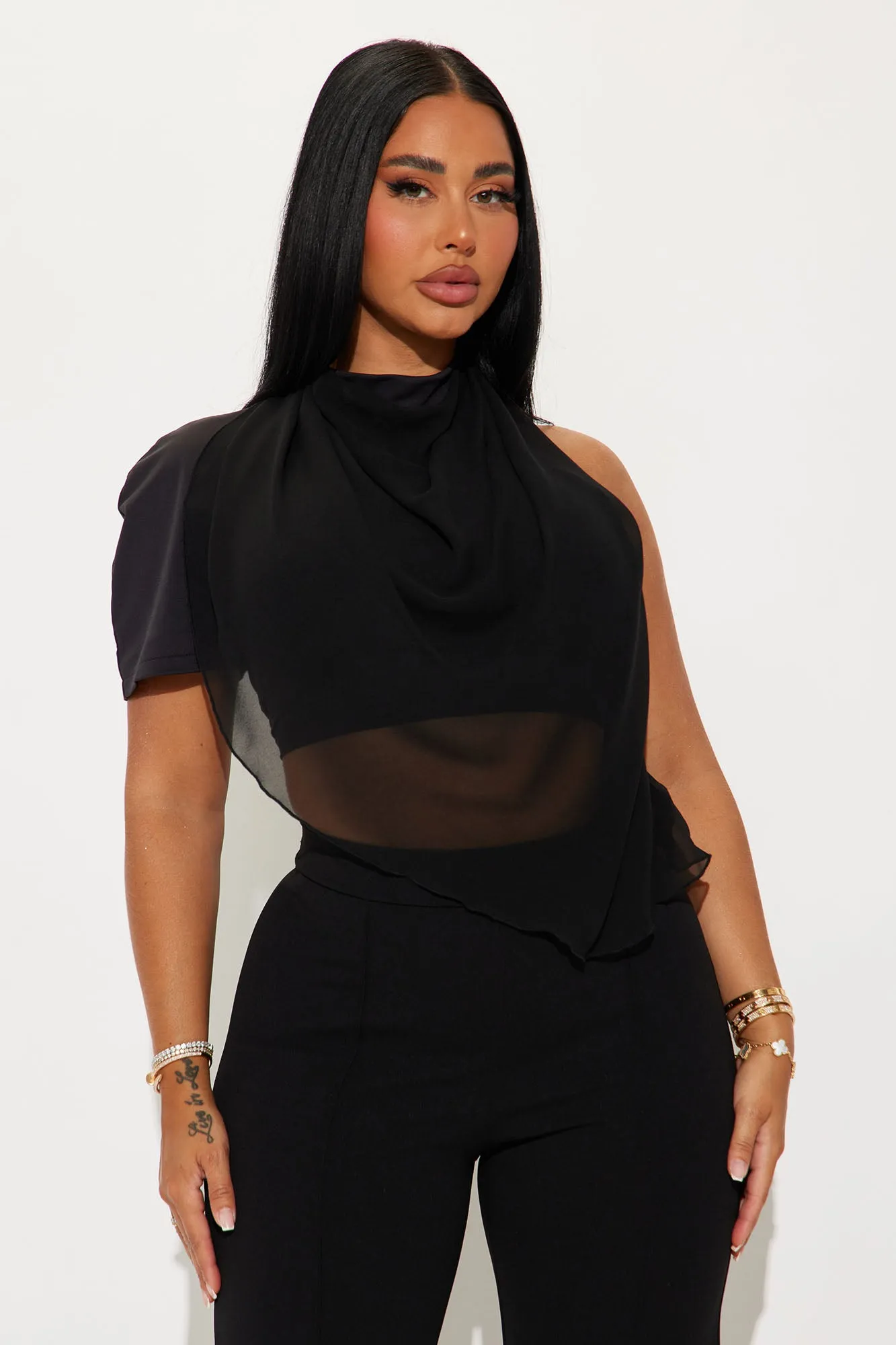 Imani One Shoulder Top - Black sold by Fashion Nova