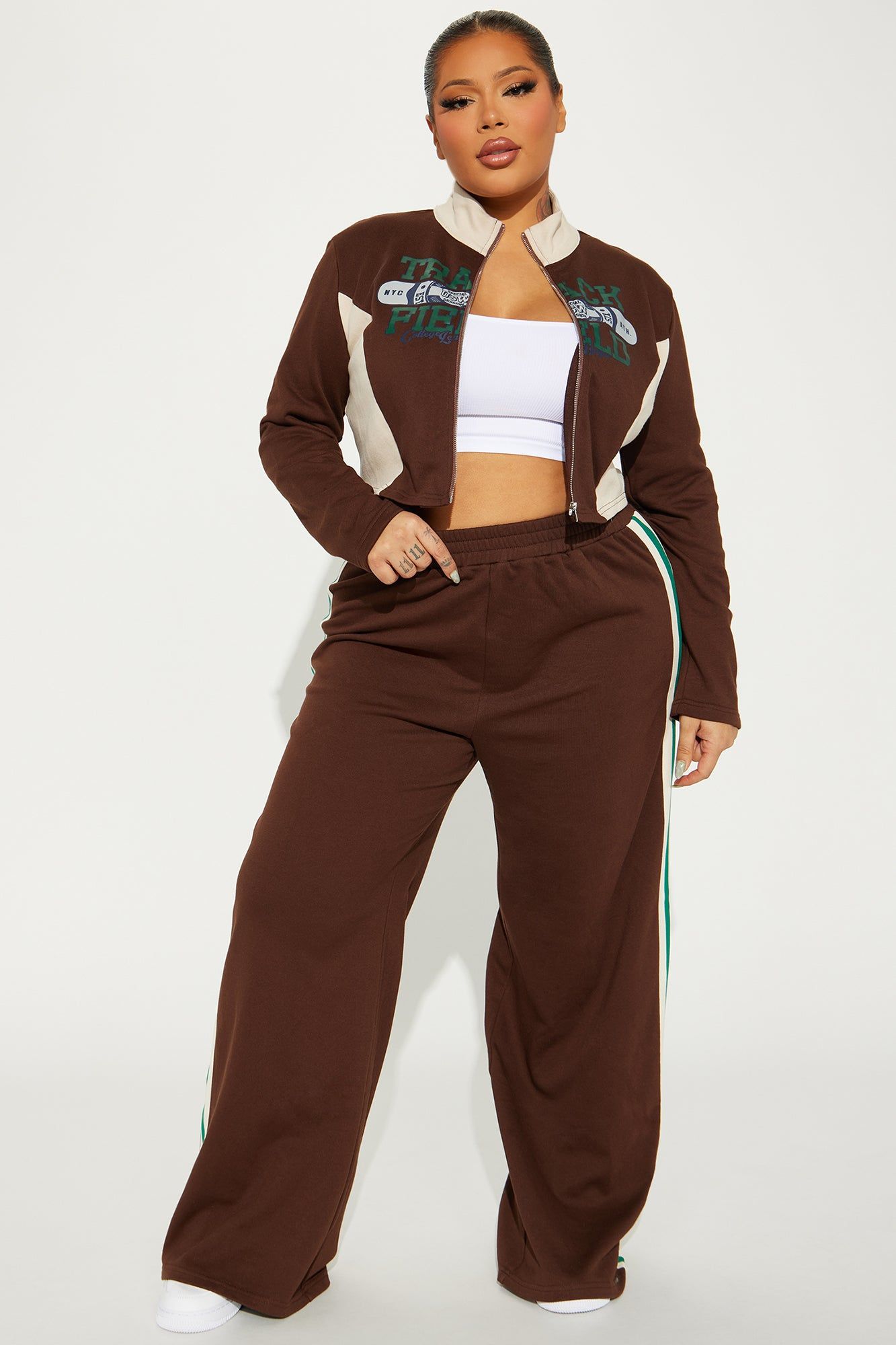 Track And Field Jogger Set - Brown/combo sold by Fashion Nova product image thumbnail 4