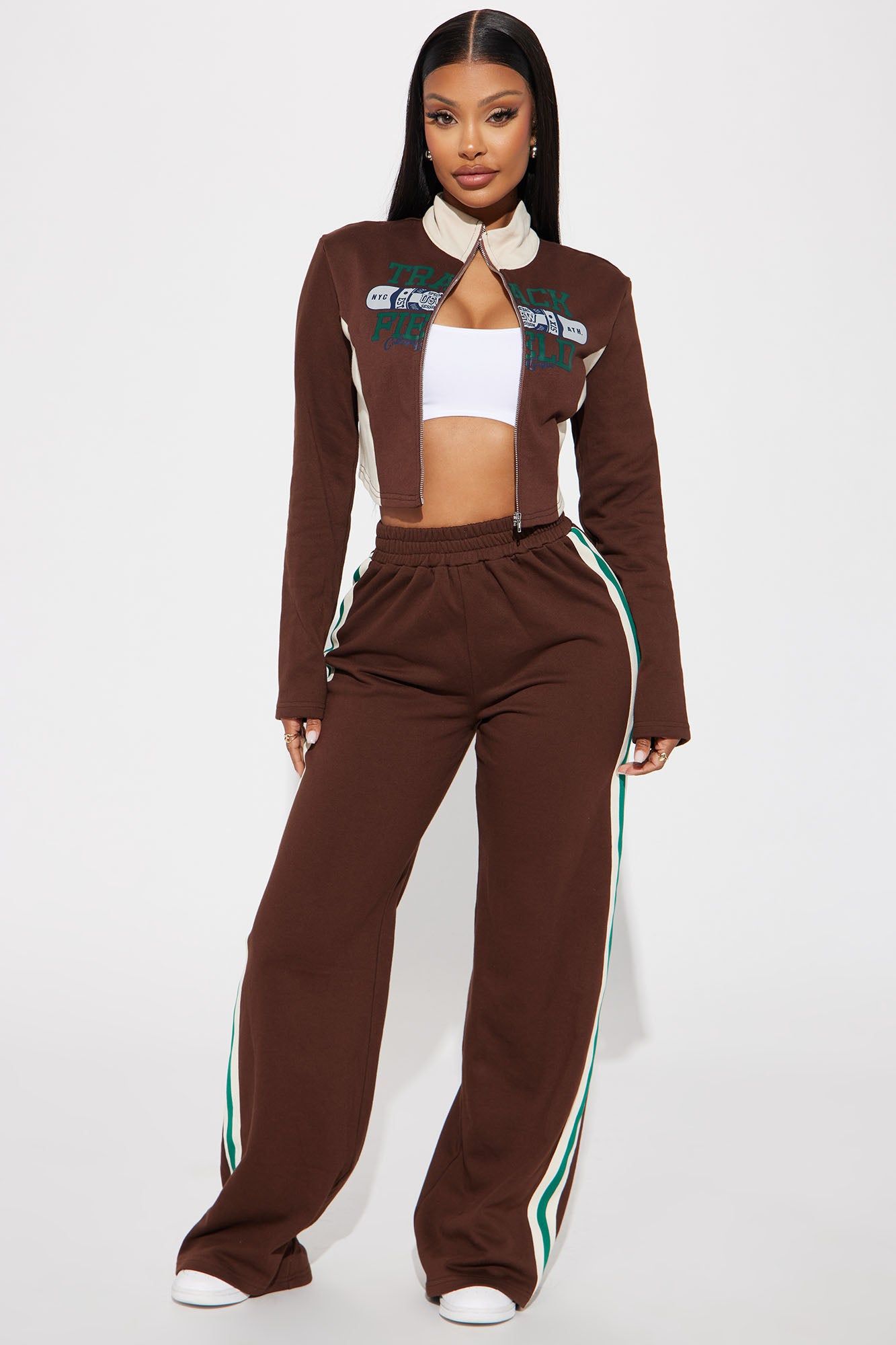 Track And Field Jogger Set - Brown/combo sold by Fashion Nova