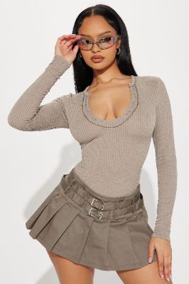 Keaton Scoop Neck Bodysuit - Stone sold by Fashion Nova