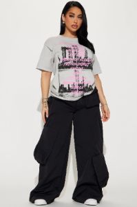 NY The Big City Washed Tee - Grey/combo sold by Fashion Nova