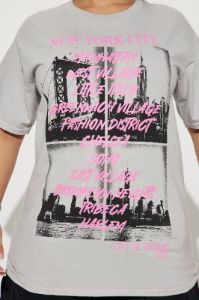 NY The Big City Washed Tee - Grey/combo sold by Fashion Nova