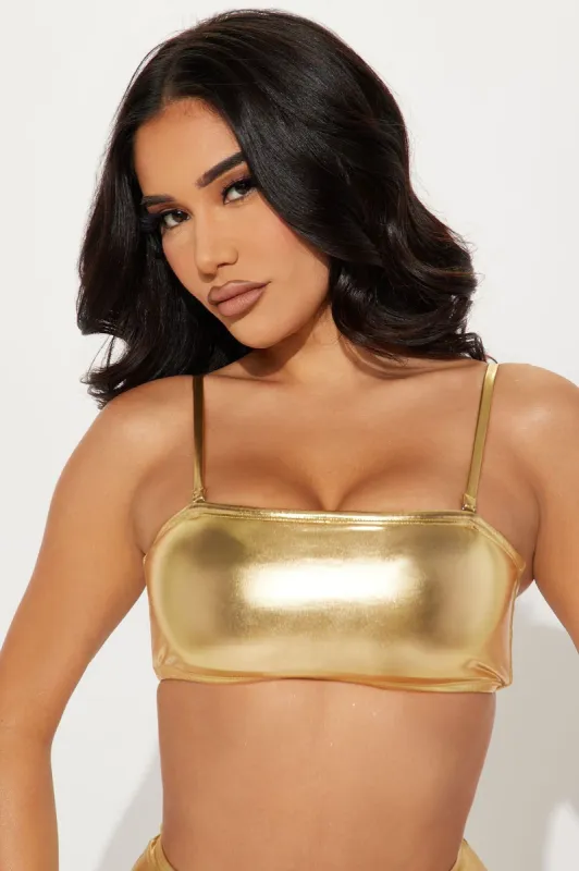 Maui Metallic Bandeau Bikini Top - Gold sold by Fashion Nova
