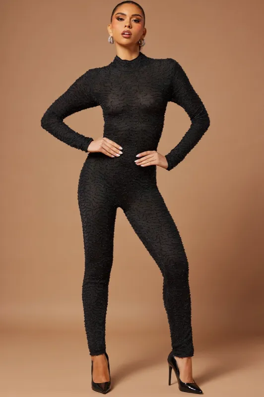 Gianna Embellished Jumpsuit - Black sold by Fashion Nova