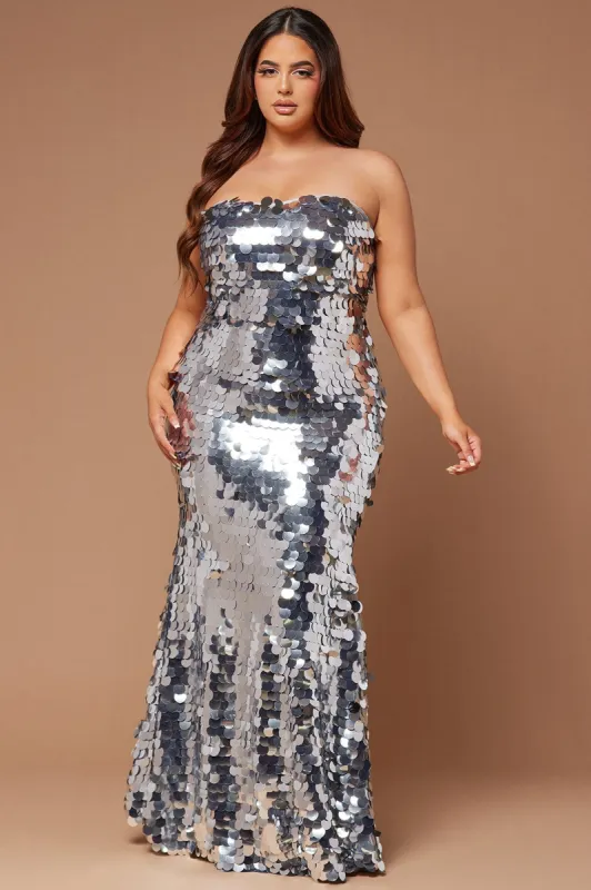 Aria Payette Gown - Silver sold by Fashion Nova