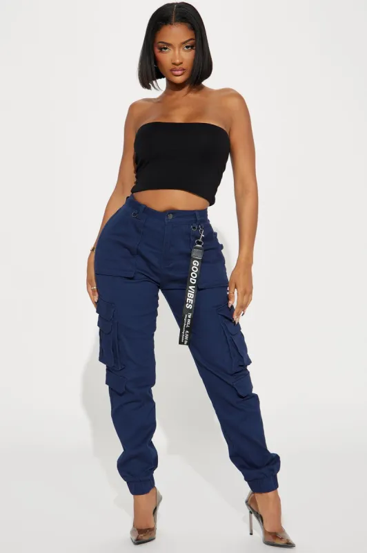 Good Vibes Cargo Jogger - Navy sold by Fashion Nova