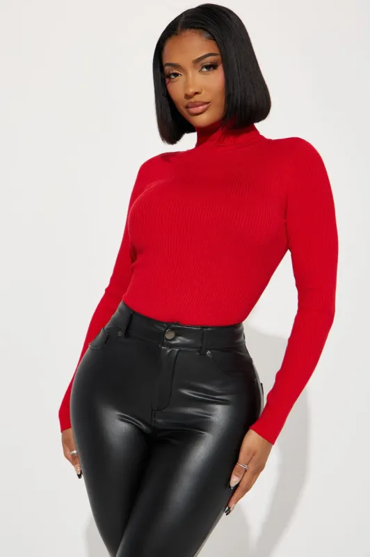 Brookside Sweater Top - Red sold by Fashion Nova