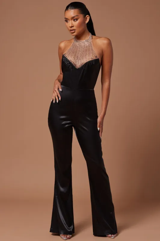 Lila Grace Embellished Jumpsuit - Black sold by Fashion Nova