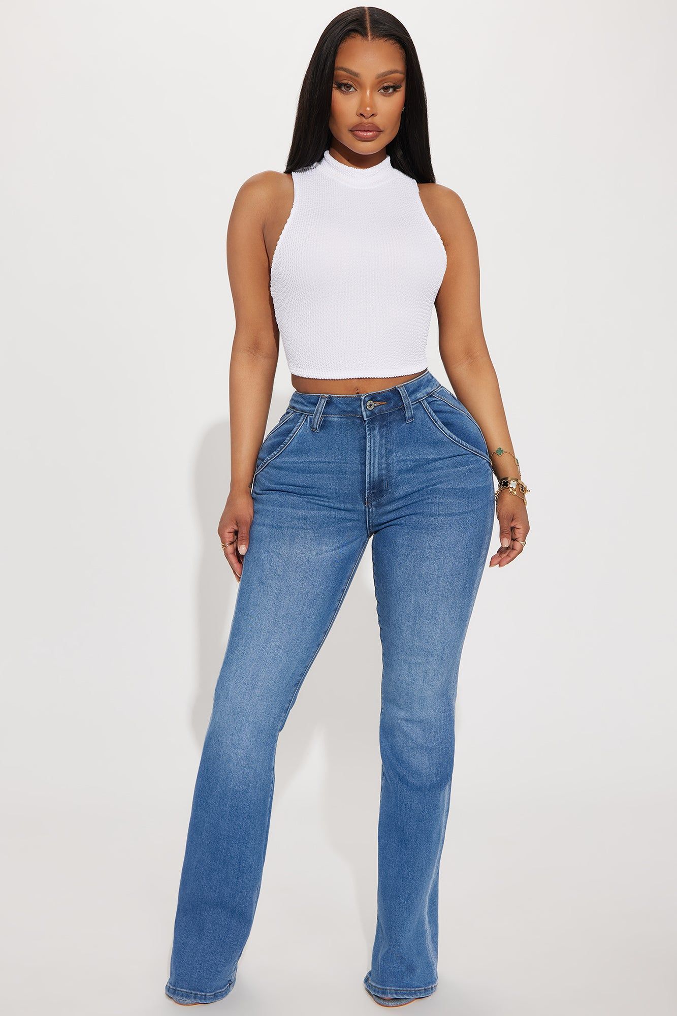 Making It Official Stretch Bootcut Jeans - Medium Wash sold by Fashion Nova