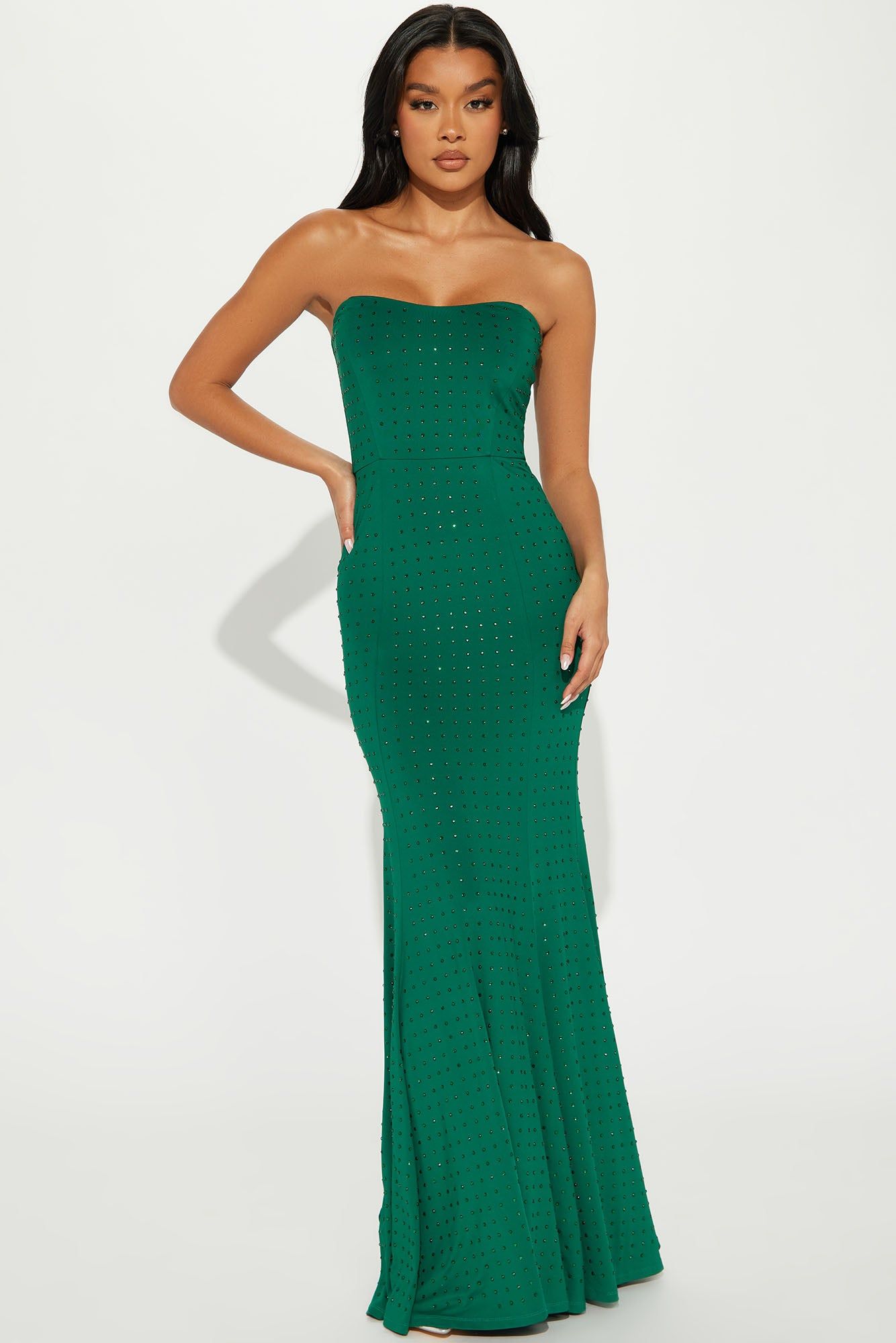 Esmeralda Rhinestone Gown - Turquoise sold by Fashion Nova
