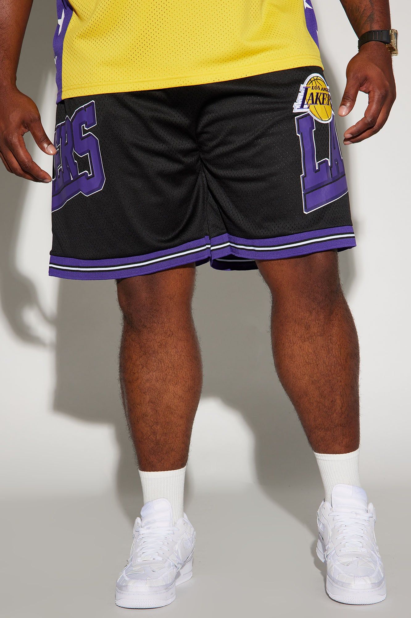 Lakers Step Back Mesh Shorts - Black sold by Fashion Nova