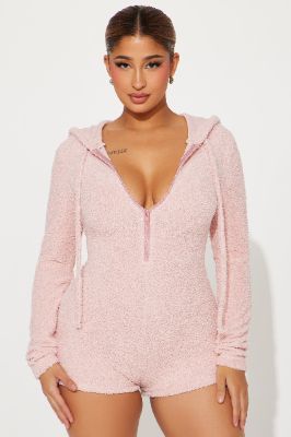 Halo Cozy Romper - Pink sold by Fashion Nova
