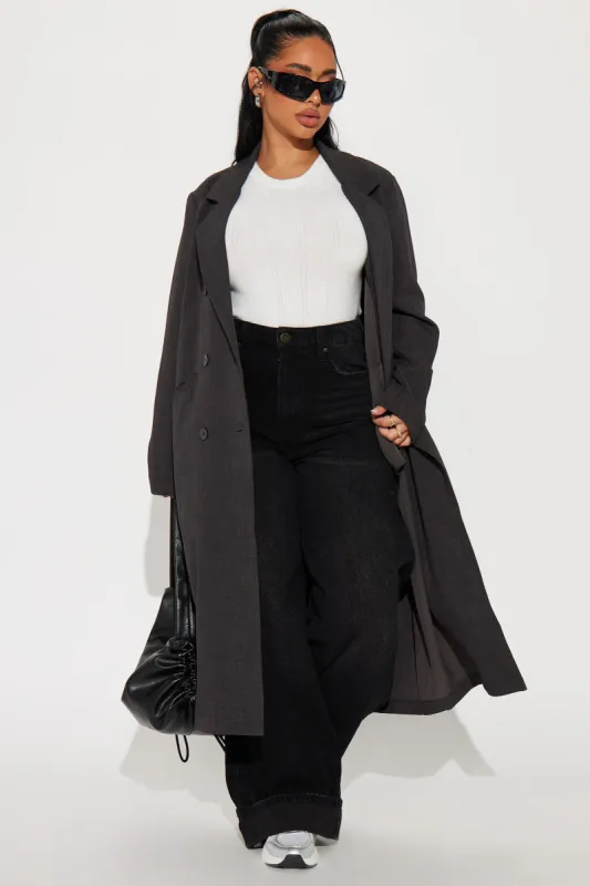 Thinking Of You Trench - Charcoal sold by Fashion Nova