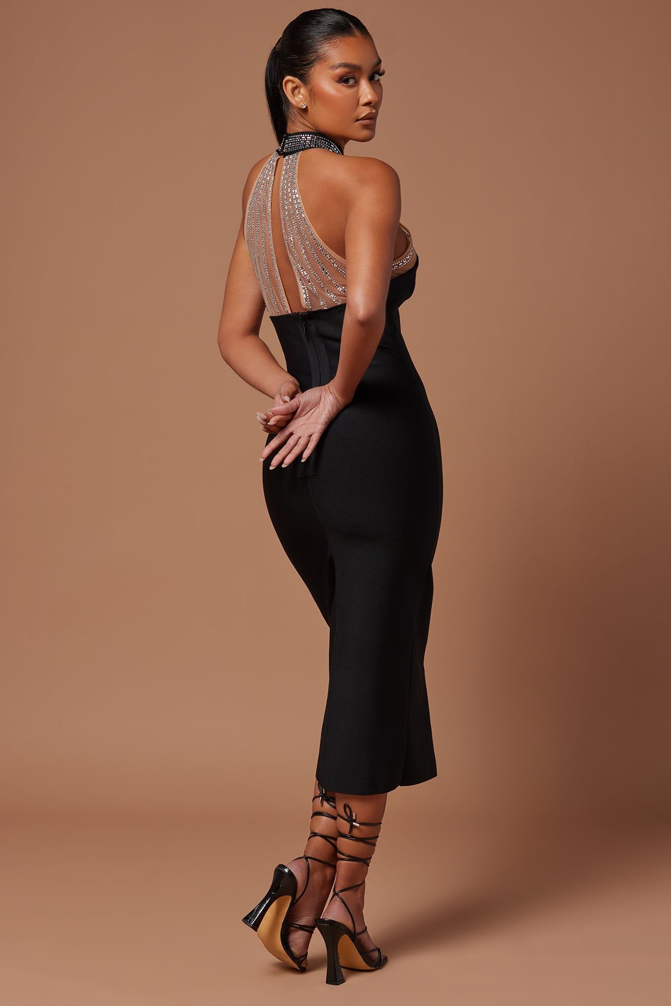 Lina Embellished Bandage Midi Dress - Black sold by Fashion Nova product image thumbnail 4