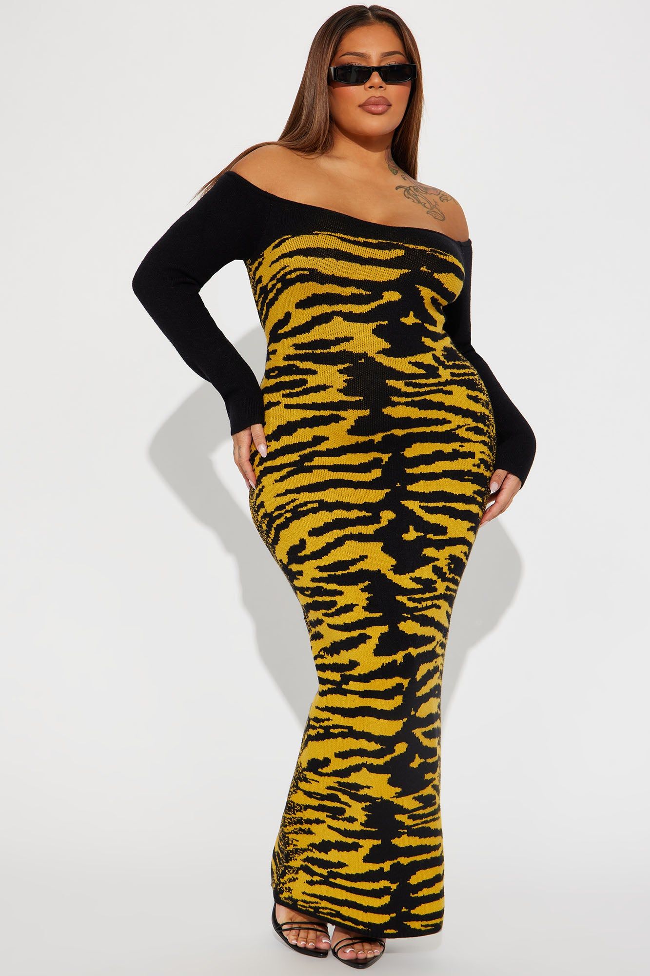 Queen Of The Jungle Sweater Maxi Dress - Black/combo sold by Fashion Nova product image thumbnail 4