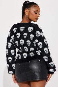 Skull Baddie Cardigan - Black/combo sold by Fashion Nova