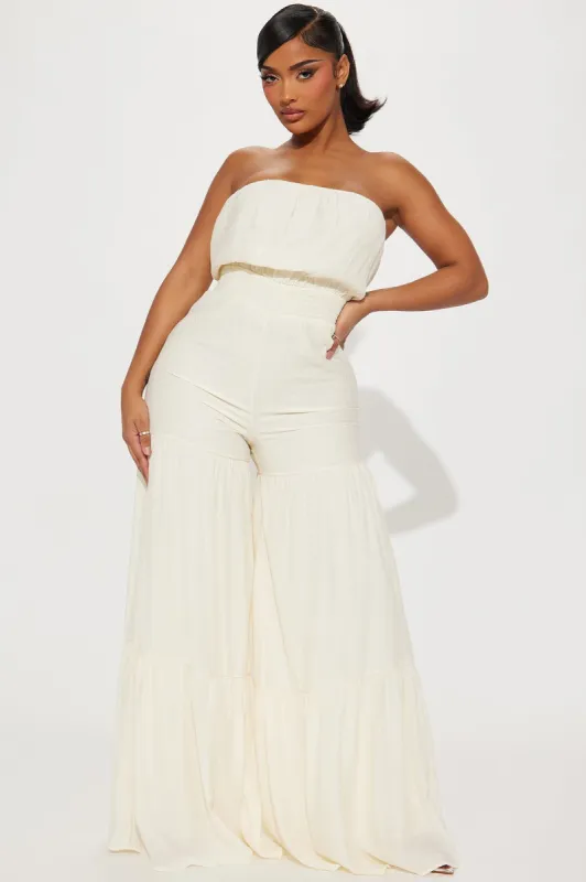 Talkin' Brunch Jumpsuit  - Off White sold by Fashion Nova