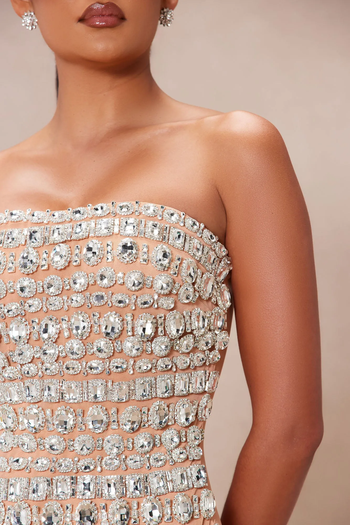 Beverly Embellished Mini Dress - Nude sold by Fashion Nova product image thumbnail 3