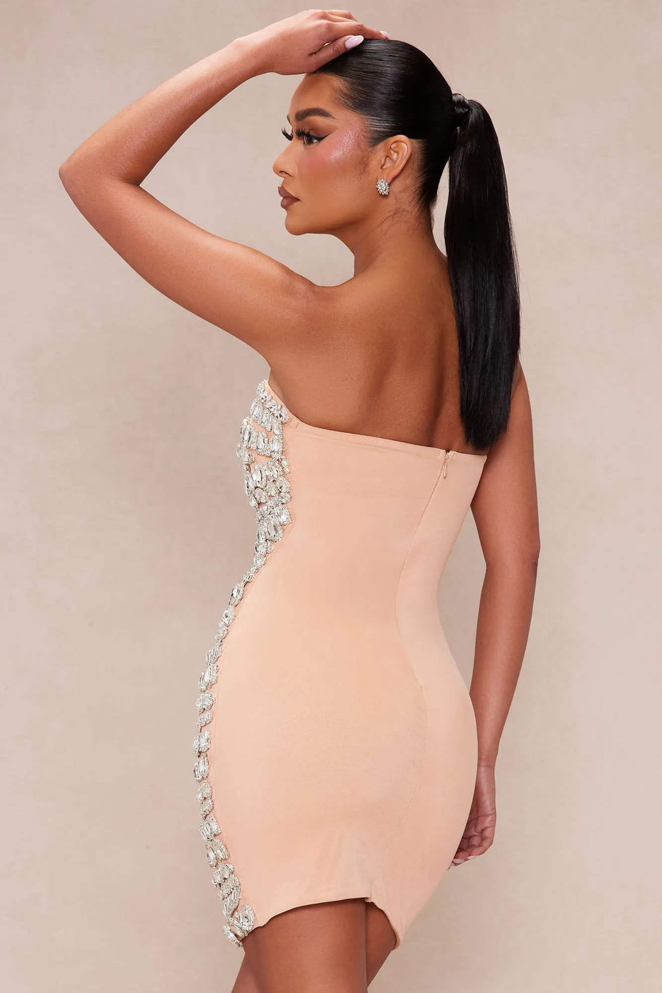 Beverly Embellished Mini Dress - Nude sold by Fashion Nova product image thumbnail 4