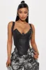 Beverly Washed Faux Leather Corset Top - Black sold by Fashion Nova