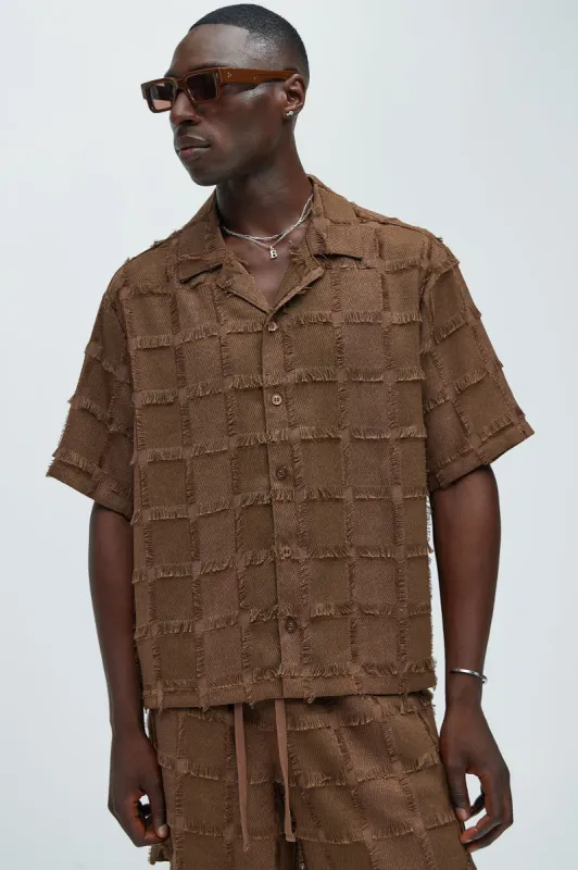 Window Textured Shirt - Brown sold by Fashion Nova