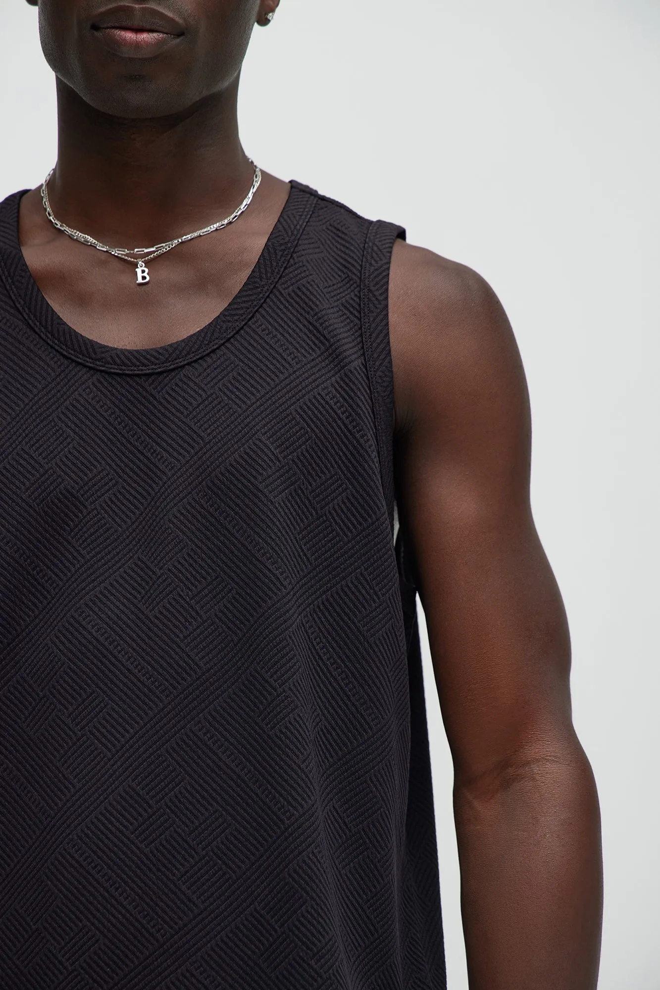 Easton Geo Textured Relaxed Tank Top - Black sold by Fashion Nova product image thumbnail 3