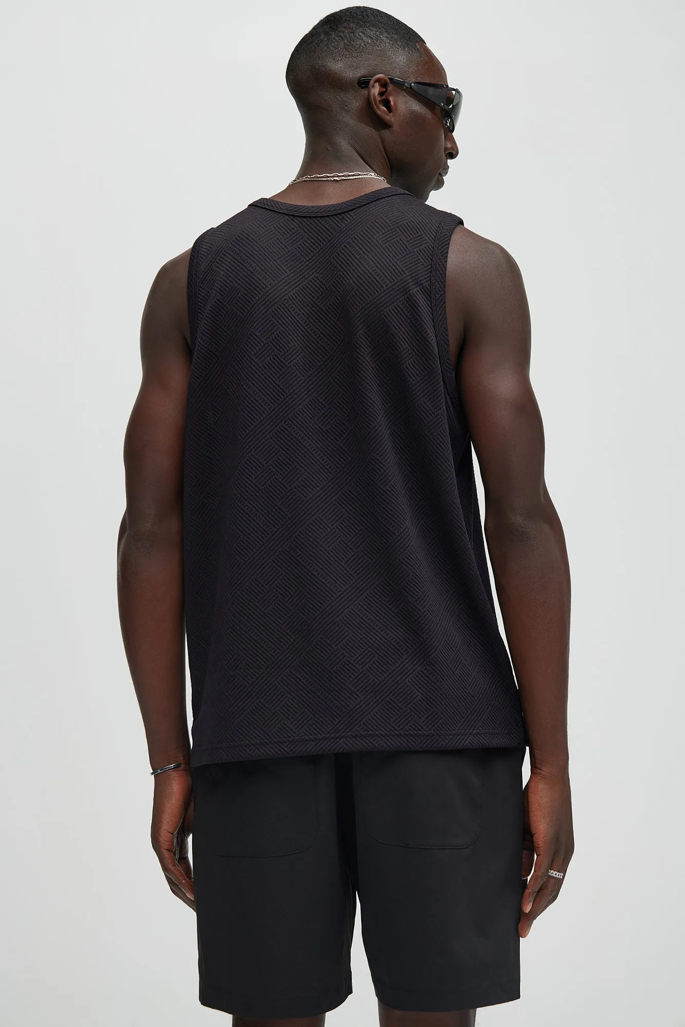 Easton Geo Textured Relaxed Tank Top - Black sold by Fashion Nova product image thumbnail 4