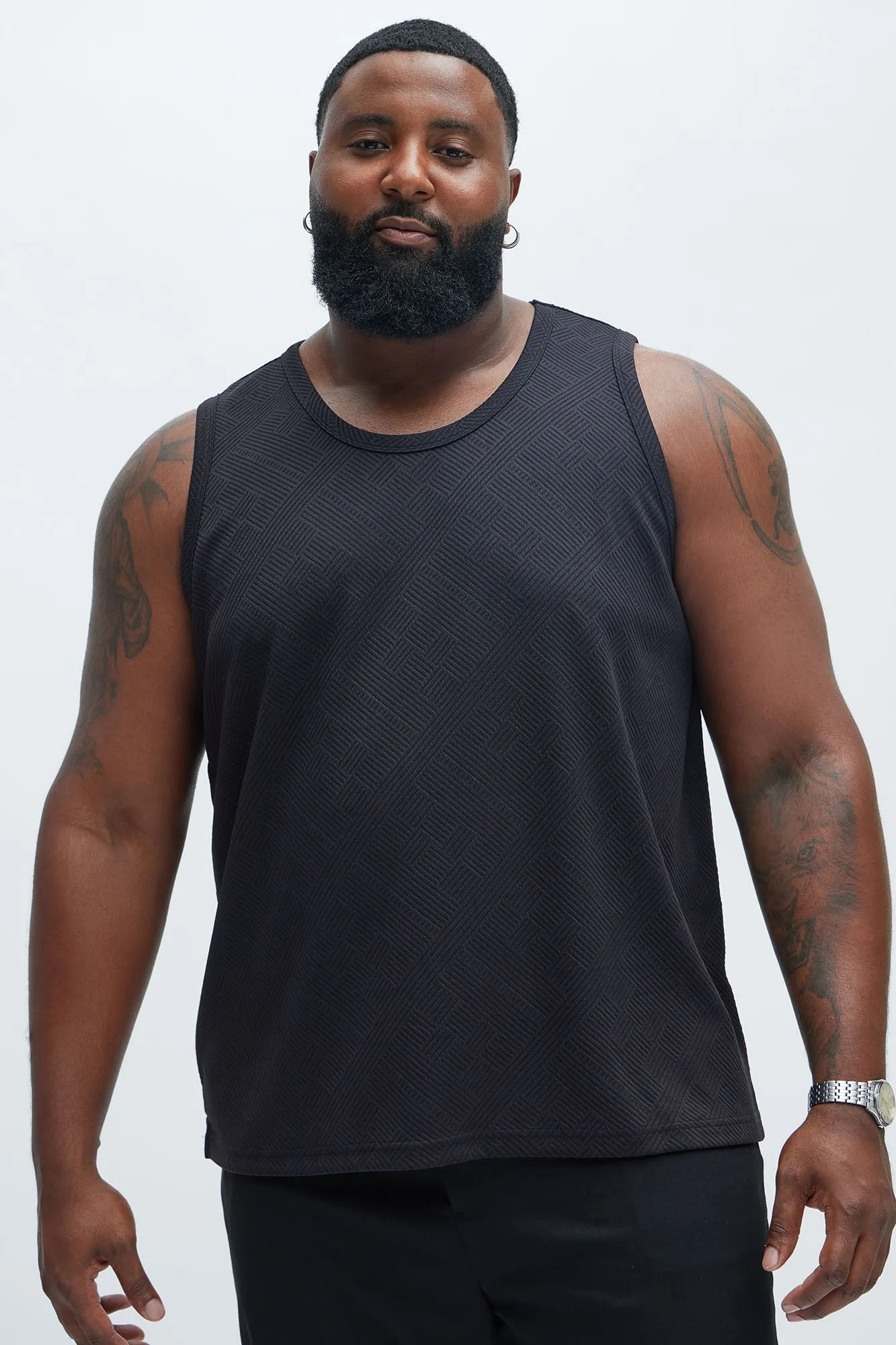 Easton Geo Textured Relaxed Tank Top - Black sold by Fashion Nova product image thumbnail 5