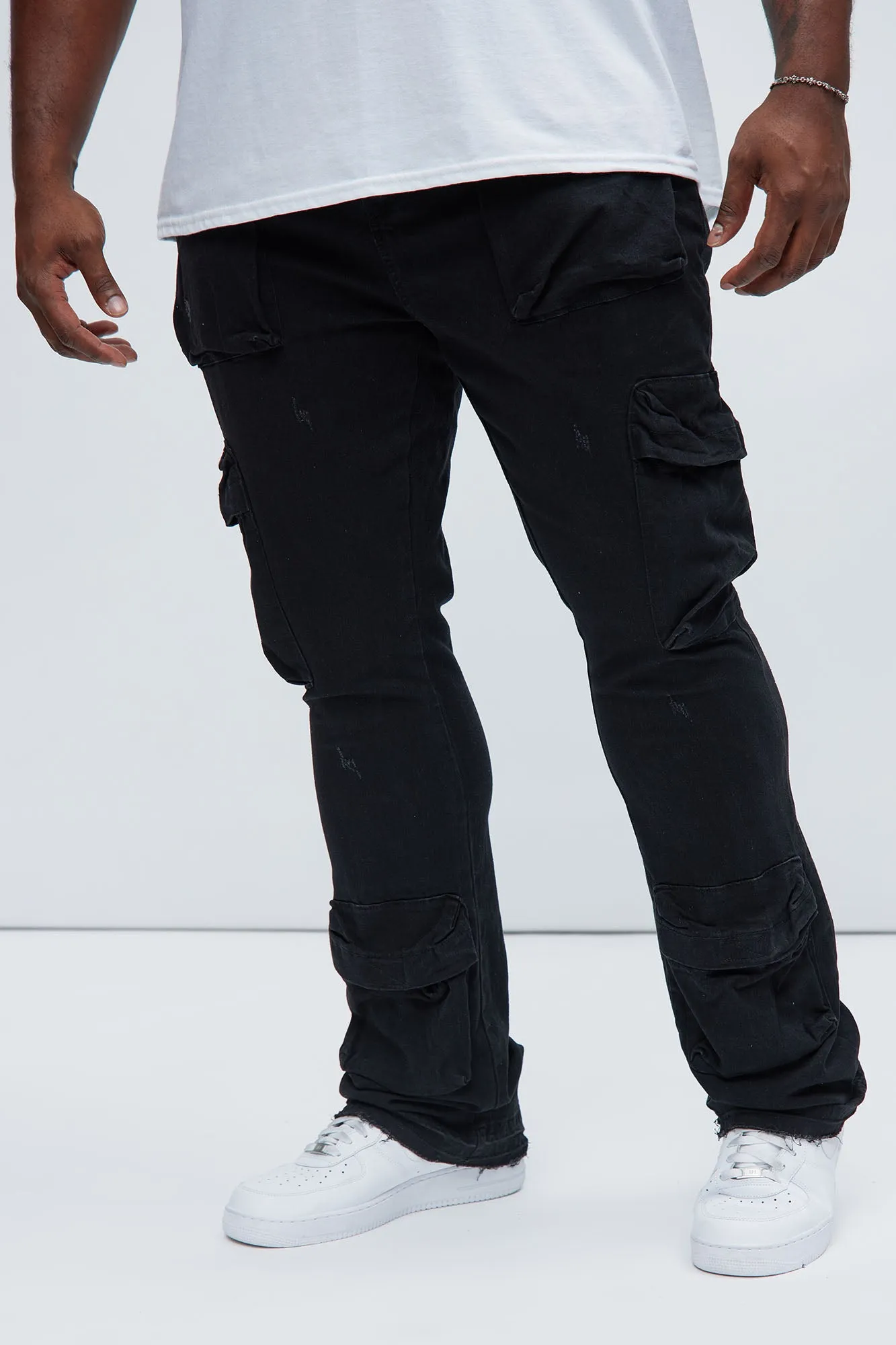 Pick Me Up Cargo Skinny Flare Jeans - Black sold by Fashion Nova product image thumbnail 5