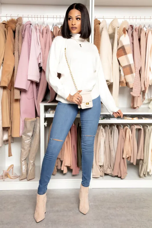 Snuggle Me Turtleneck Sweater - Ivory sold by Fashion Nova